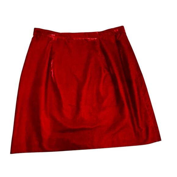 Vintage 90s Moschino Cheap & Chic Red Velvet Skirt Academia Holiday Christmas 10 - Picture 4 of 11